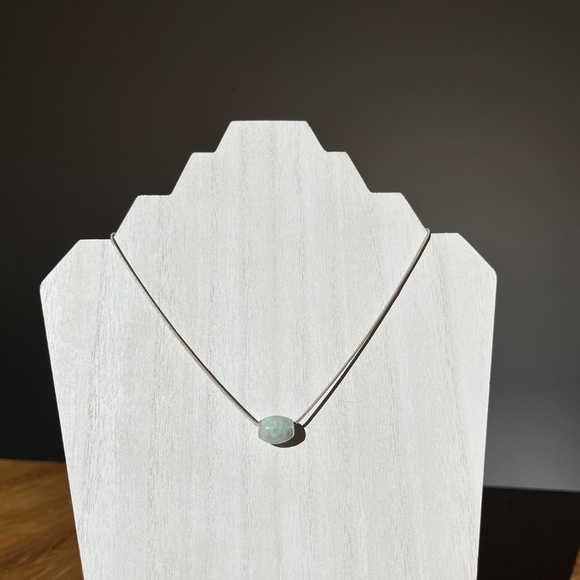 Green Jade 925 Sterling Silver Italy Barrel Slide Necklace Blessing Earring Set - Picture 4 of 10